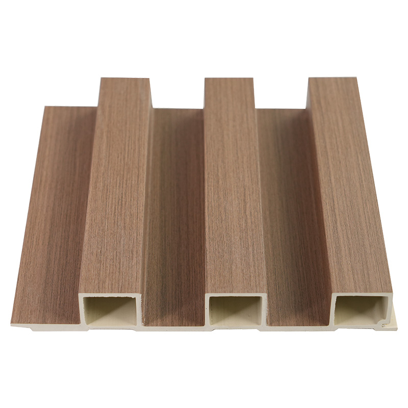 Width 195mm Thickness 28mm Bamboo Fiber Decorative Wood Interior Building Groove 3D Wood-Plastic Composite PVC Wall Panel