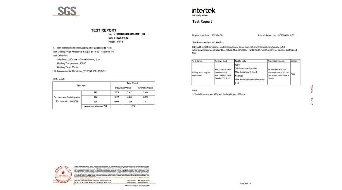 Test Reports of Guanmingdeco asa pvc wall panel