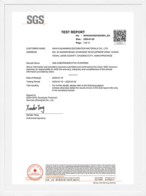 SGS Test Report of Guanmingdeco
